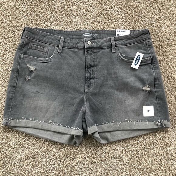 High Waisted Gray Cut-Off Jean Short Size 18 - Picture 7 of 9